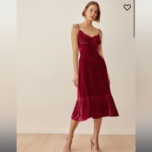 Reformation - Oda velvet dress crimson / red